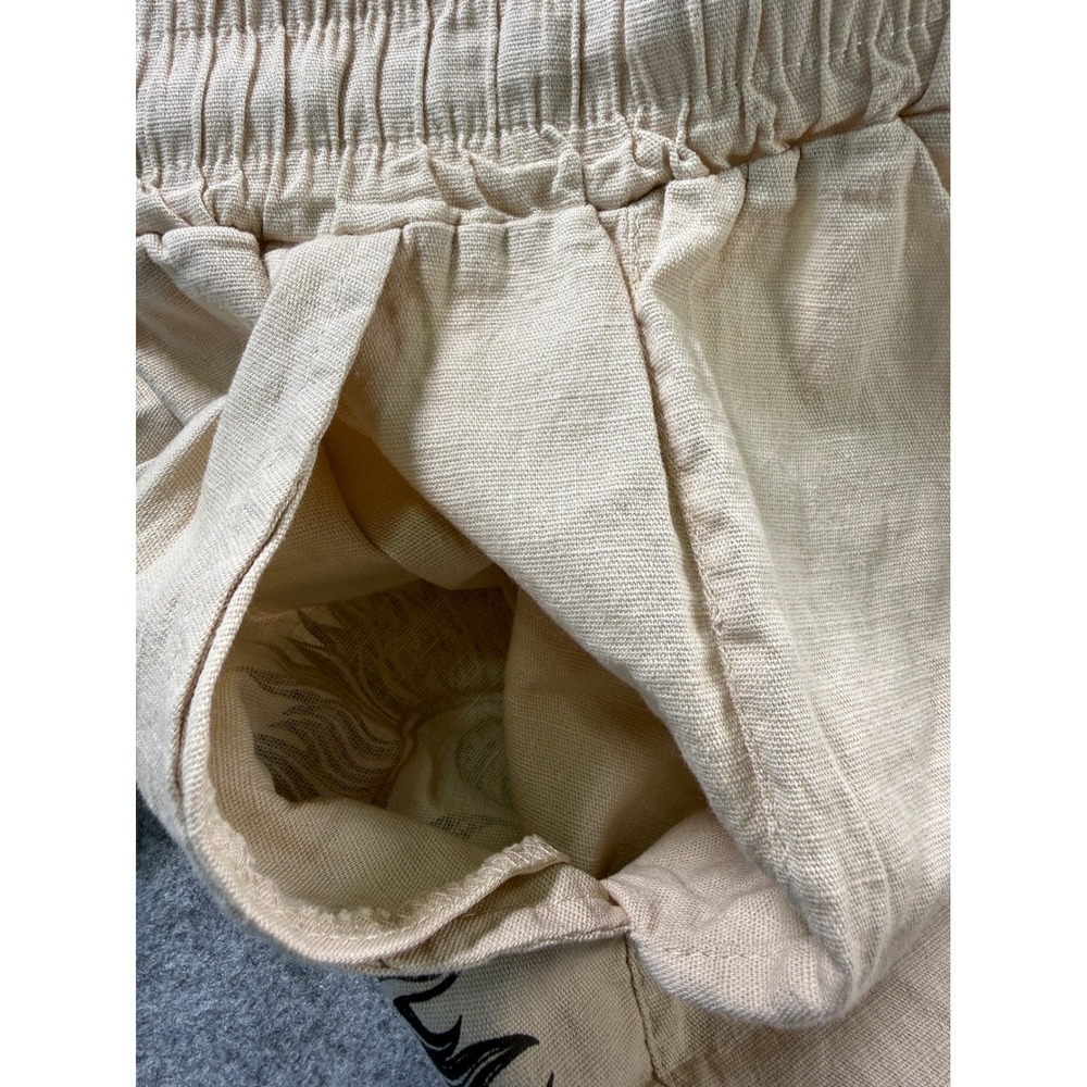 Puimentiua Cotton Linen Pants Men Size Medium Beige Sun Graphic Beach Loose Fit - Picture 5 of 13